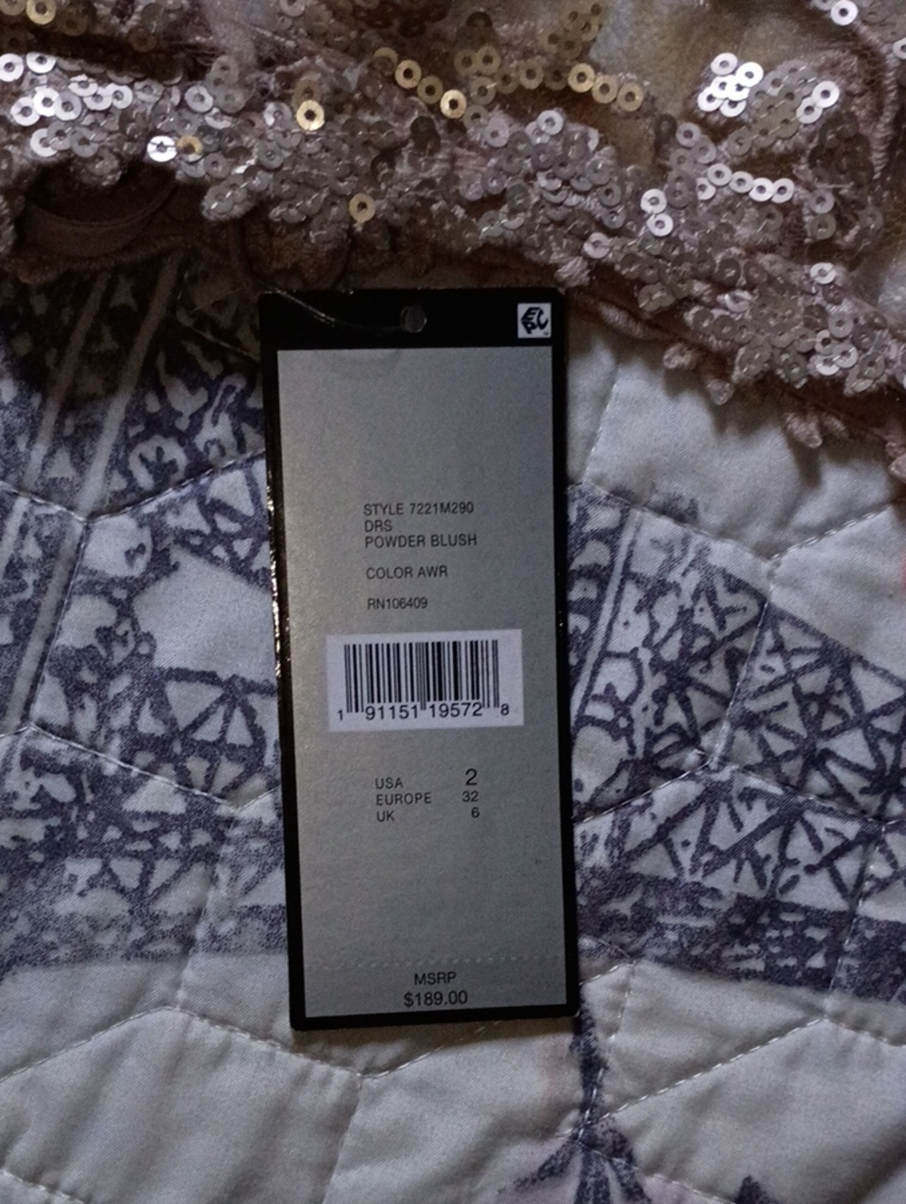 NWT Tahari Elegant Blush Sequin-Embellished Dress Size (2) - Picture 2 of 11